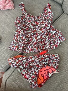 Maaji Floral Two-Piece Swim Set in Mint, Pink & Orange